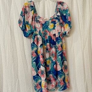 Bibi floral puff sleeve mini dress size S worn once